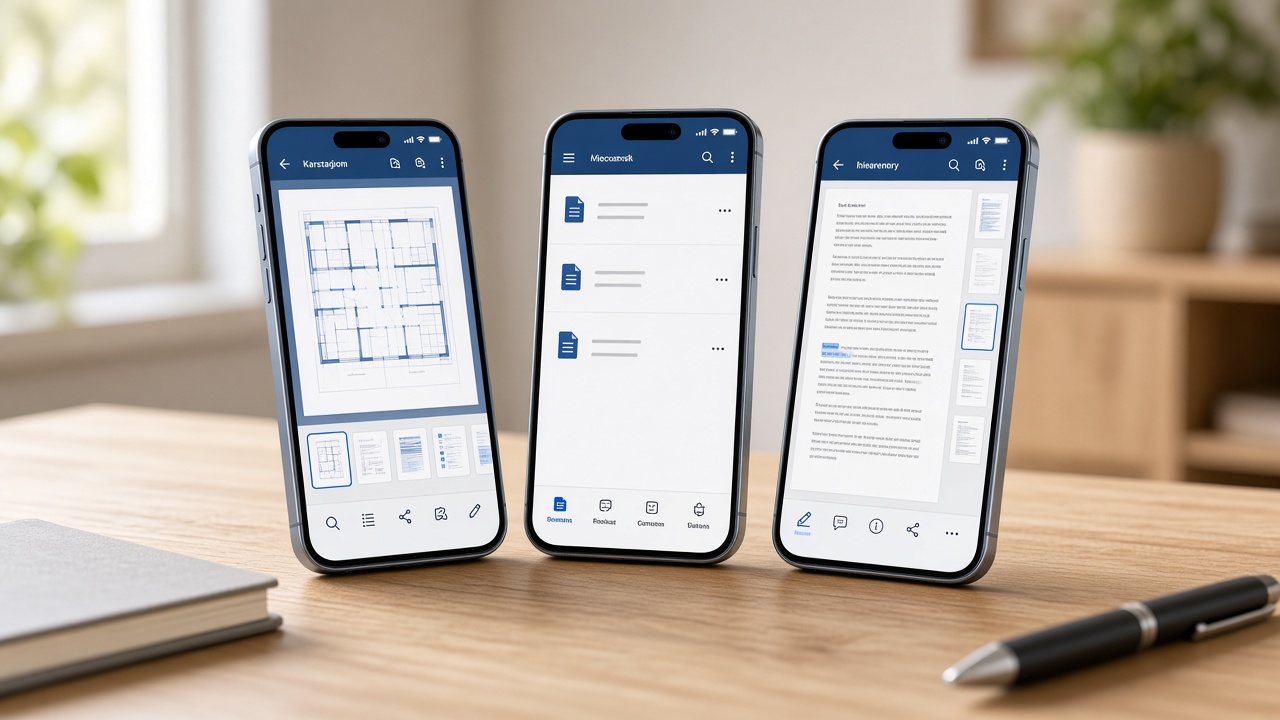 Phones on a desk running ApexPDF tools